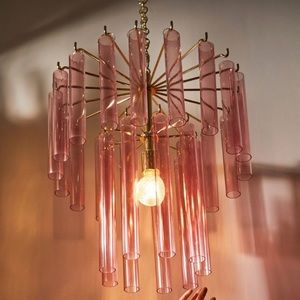 UO Urban Outfitter Pink Tube Chandelier Pendant